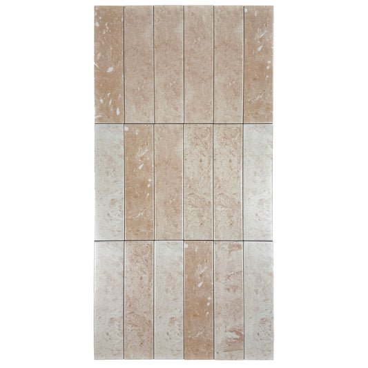 Chateau Luxe Light Sandy Beige& Creamy Off-White Mixed Semimatte Porcelain Artisanal Tile