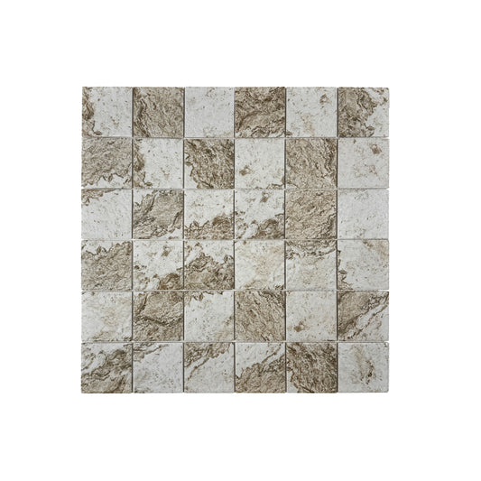 Majestic Natural Light Off White & Brown & Gray Mixed Stone Pattern Porcelain Mosaic