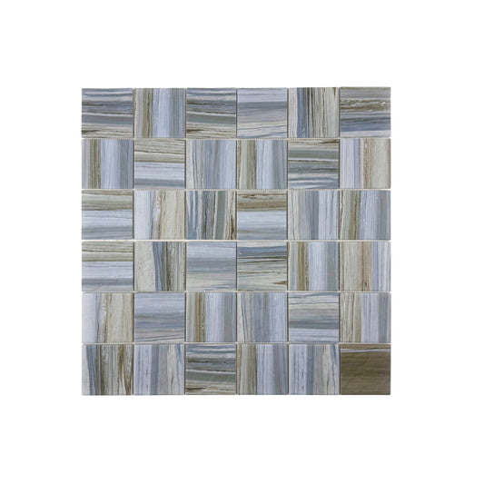 Majestic Natural Light Blue & Milky White & Light Grey Mixed Stone Pattern Porcelain Mosaic