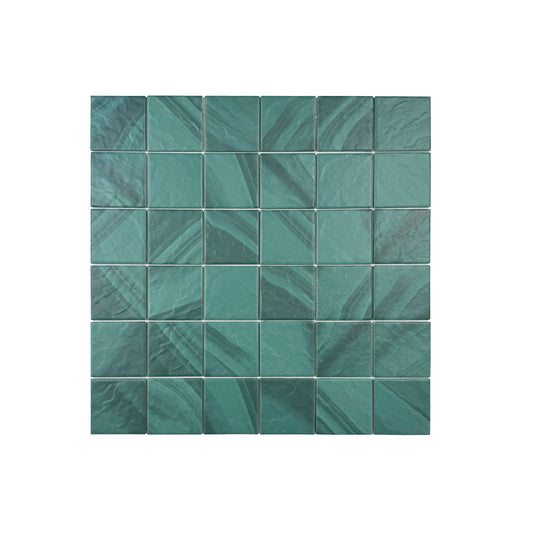 Majestic Natural Mozambico Forest Green Stone Pattern Porcelain Mosaic