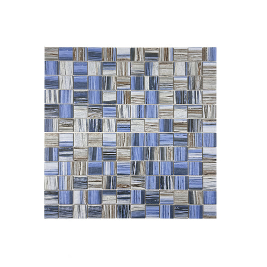 Majestic Natural Dark Blue & Milky White & Light Grey Mixed Stone Pattern Porcelain Mosaic