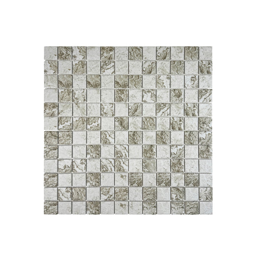 Majestic Natural Light Off White & Brown & Gray Mixed Stone Pattern Porcelain Mosaic