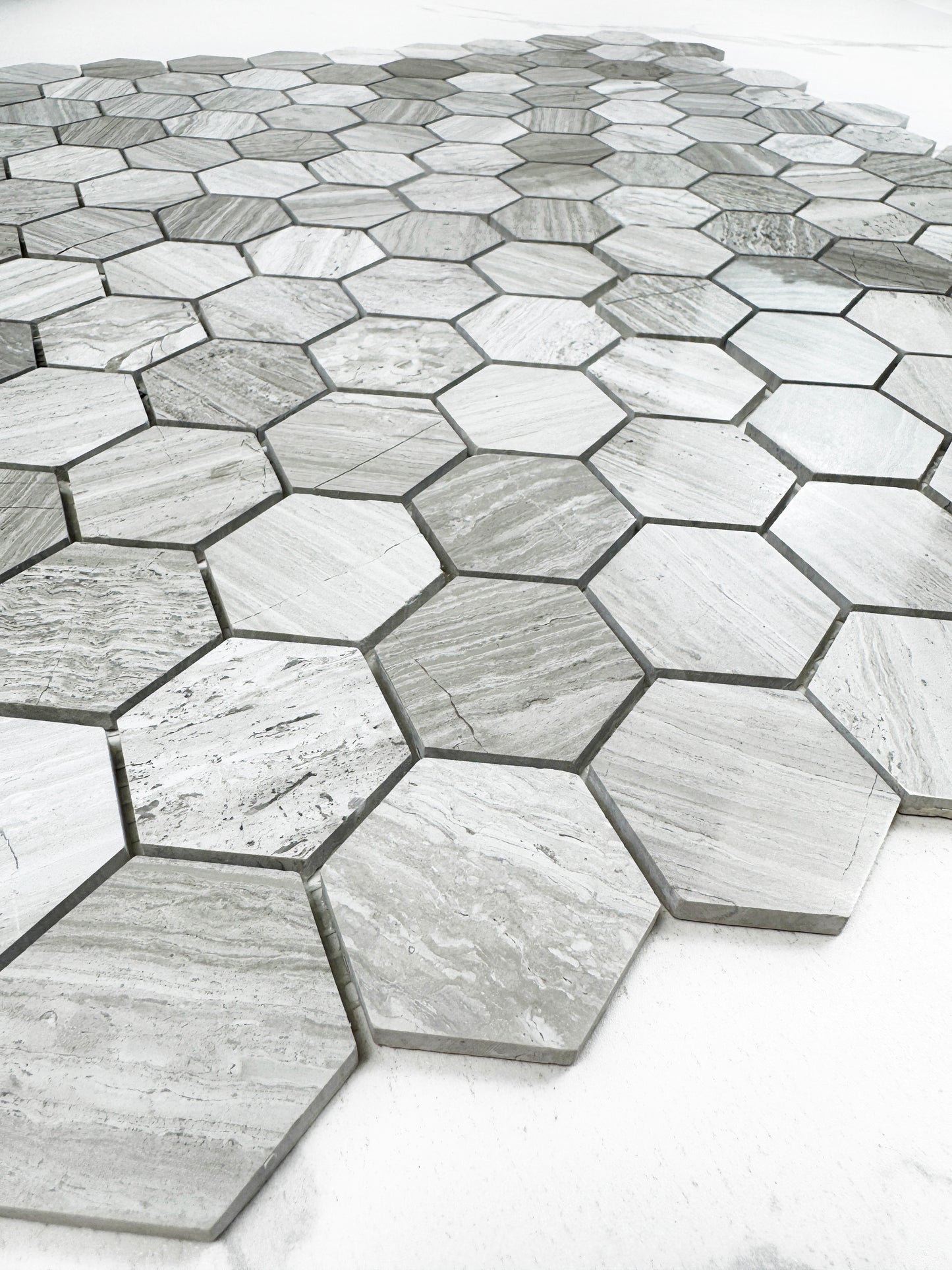 Hexaluxe White Wood Vein Polished Hexagon Marble Mosaic