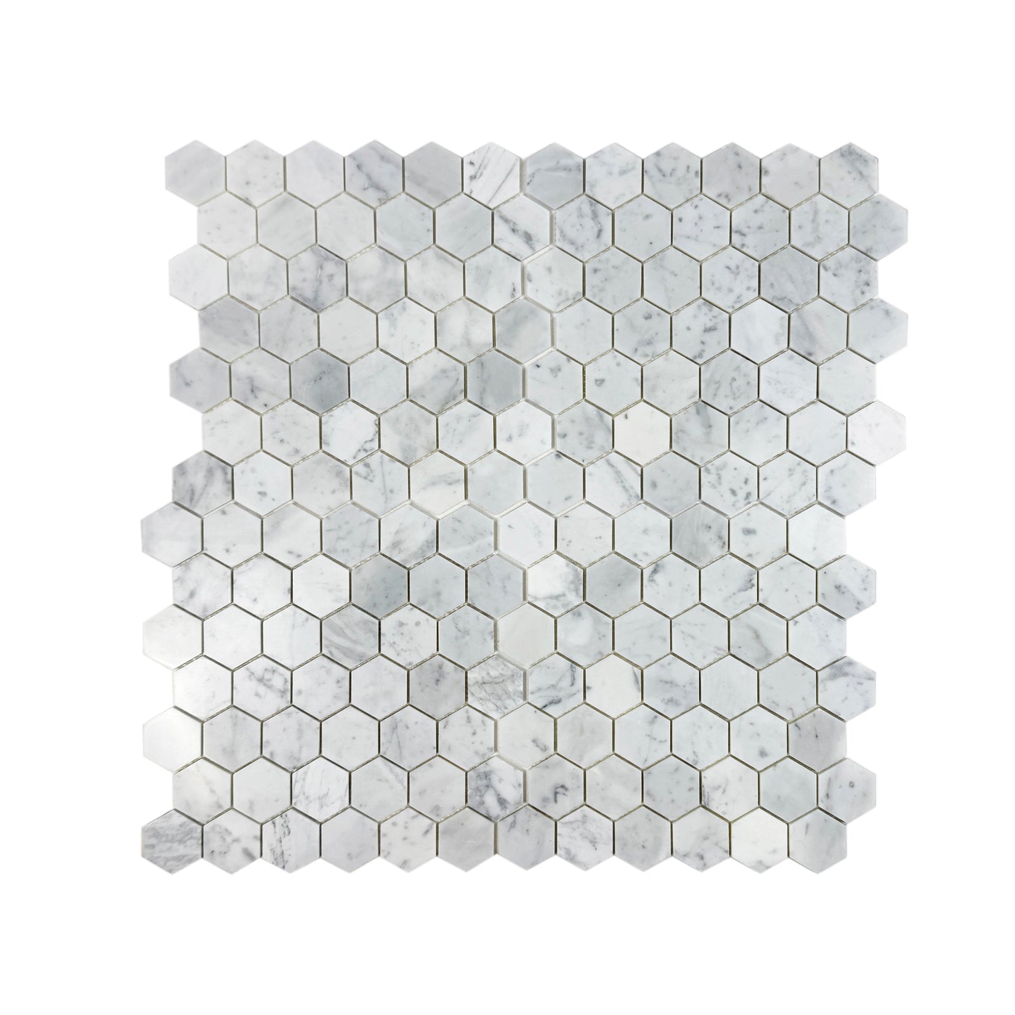 Hexaluxe Carrara White Polished Hexagon Marble Mosaic