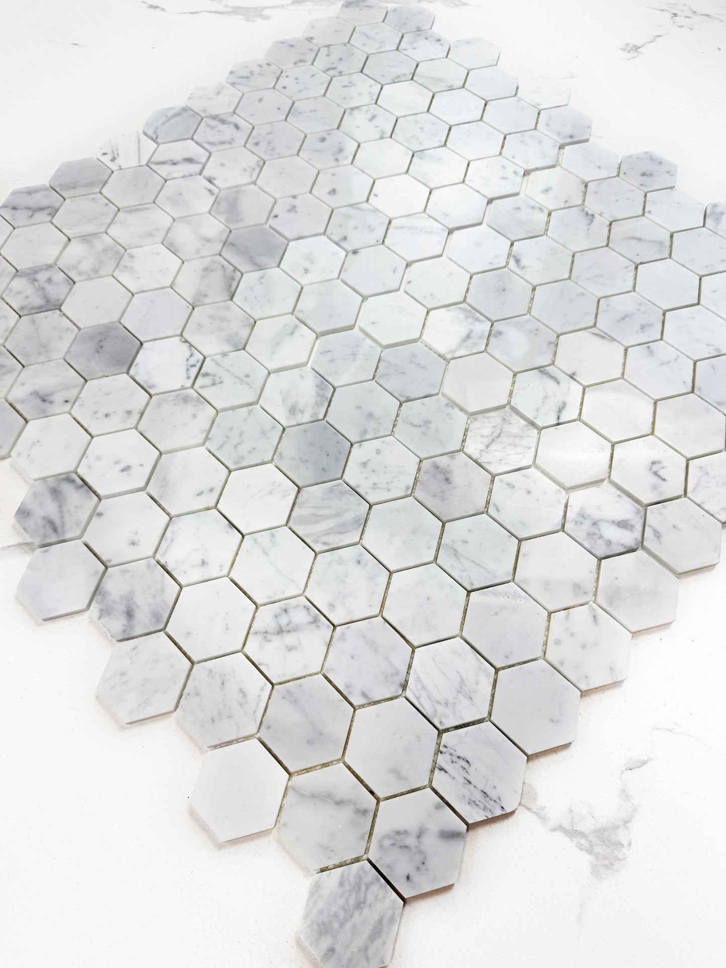 Hexaluxe Carrara White Polished Hexagon Marble Mosaic