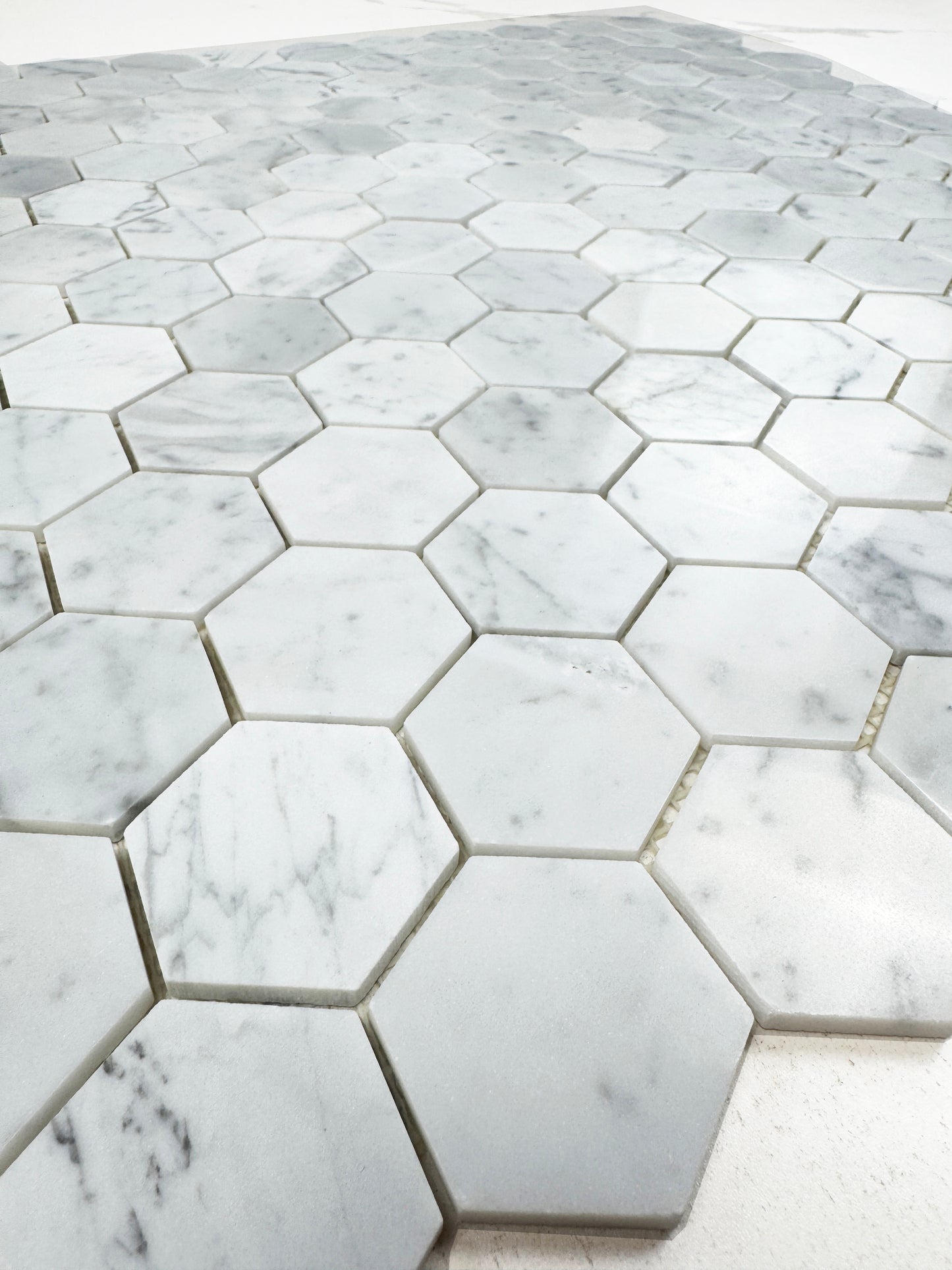 Hexaluxe Carrara White Polished Hexagon Marble Mosaic