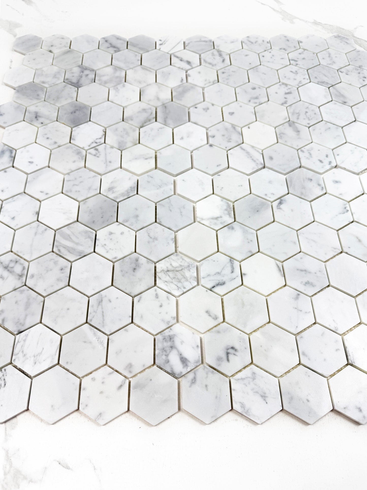 Hexaluxe Carrara White Polished Hexagon Marble Mosaic