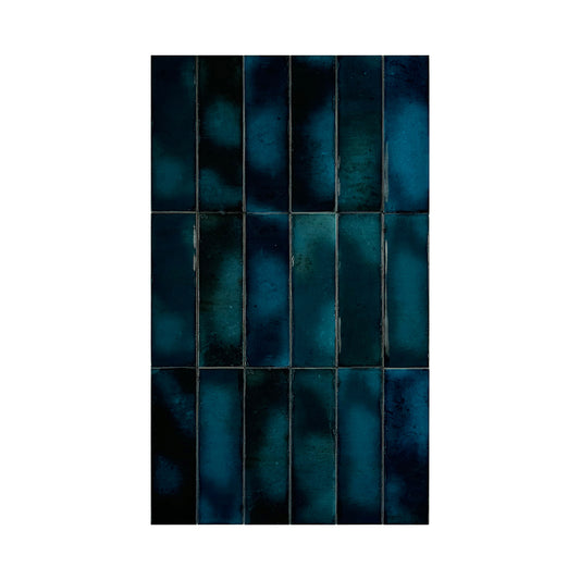 Spanish Radiant Gloss  Blue Glossy Glazed Ceramic Artisanal Tile