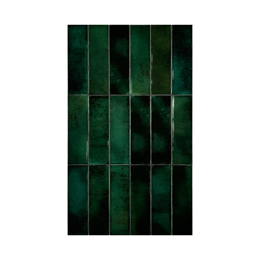 Spanish Radiant Gloss  Green Glossy Glazed Ceramic Artisanal Tile