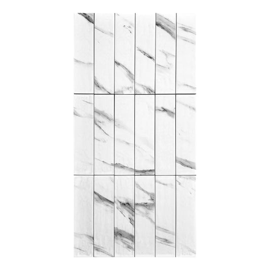 Aurora Vibes  Carrara white  Semimatte Porcelain Artisanal Tile