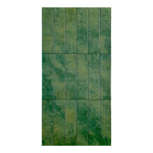 Aurora Vibes  Forest green  Semimatte Porcelain Artisanal Tile