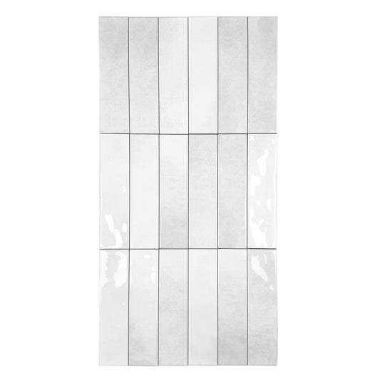 Tonal Symphony White Glossy Ceramic Artisanal Tile