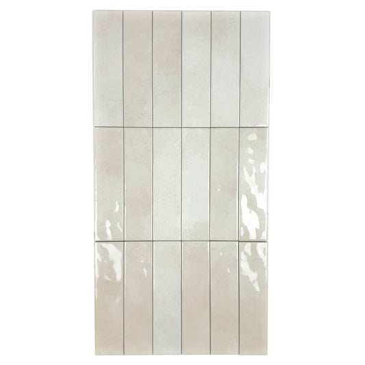 Tonal Symphony Smoke White Glossy Ceramic Artisanal Tile