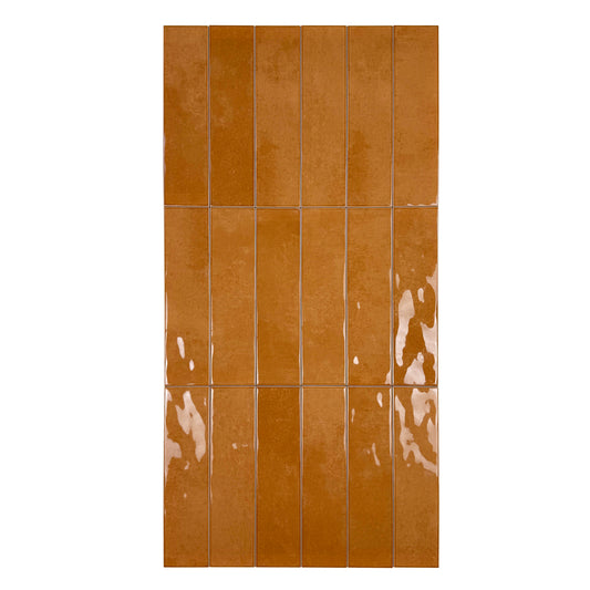 Tonal Symphony Orange Glossy Ceramic Artisanal Tile