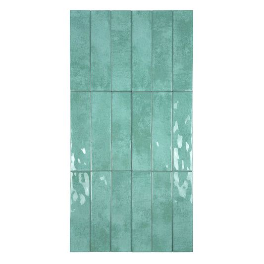 Tonal Symphony Aqua Blue Glossy Ceramic Artisanal Tile