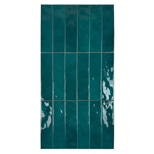 Tonal Symphony Dark Green Glossy Ceramic Artisanal Tile