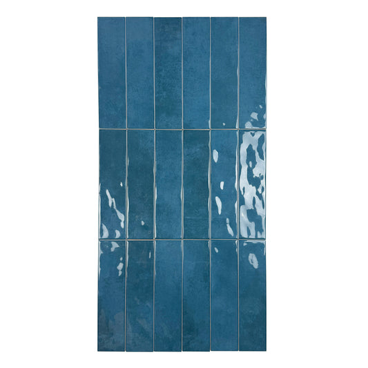 Tonal Symphony Dark Blue Glossy Ceramic Artisanal Tile