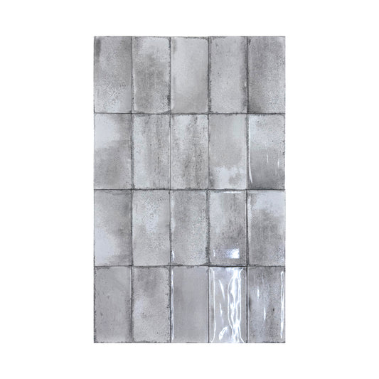 Spanish Timeless Tones  Light Grey Glossy Ceramic Artisanal Tile