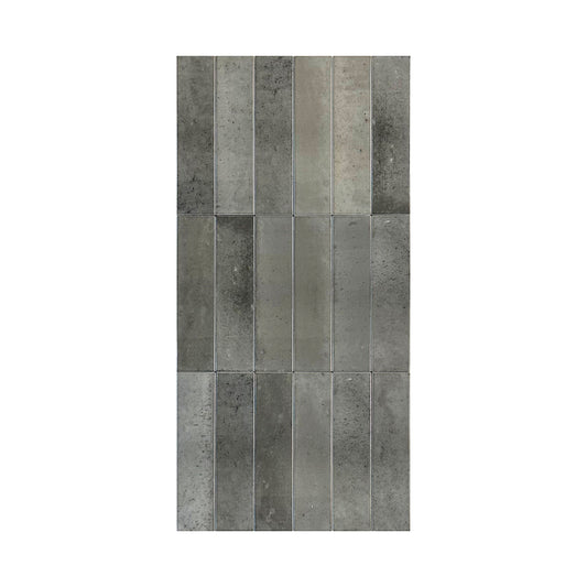 Elegant Contrast Charcoal Grey Glossy Porcelain Artisanal Tile