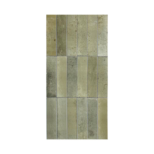 Elegant Contrast Grass Green Glossy Porcelain Artisanal Tile