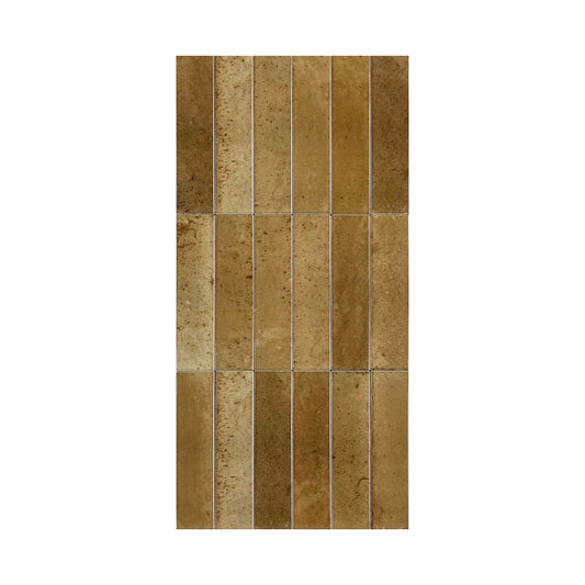 Elegant Contrast Warm Brown Glossy Porcelain Artisanal Tile