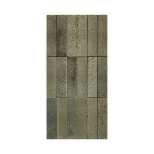 Elegant Contrast Muted Grass Green Matte Porcelain Artisanal Tile