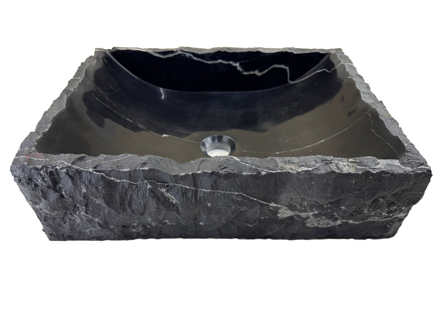 Marble Muse Black Marble Natural Surface Rectangle Shape Wash Basin